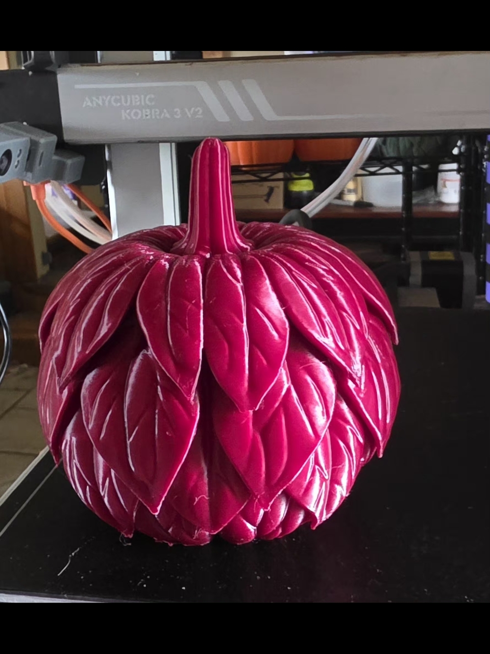 Fuchsia 3D-Printed Leaf Pumpkin 4"